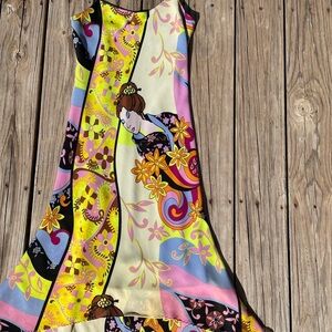 Vintage Jessica Howard Spaghetti Stap Midi Hi Low Dress Womens Size 6